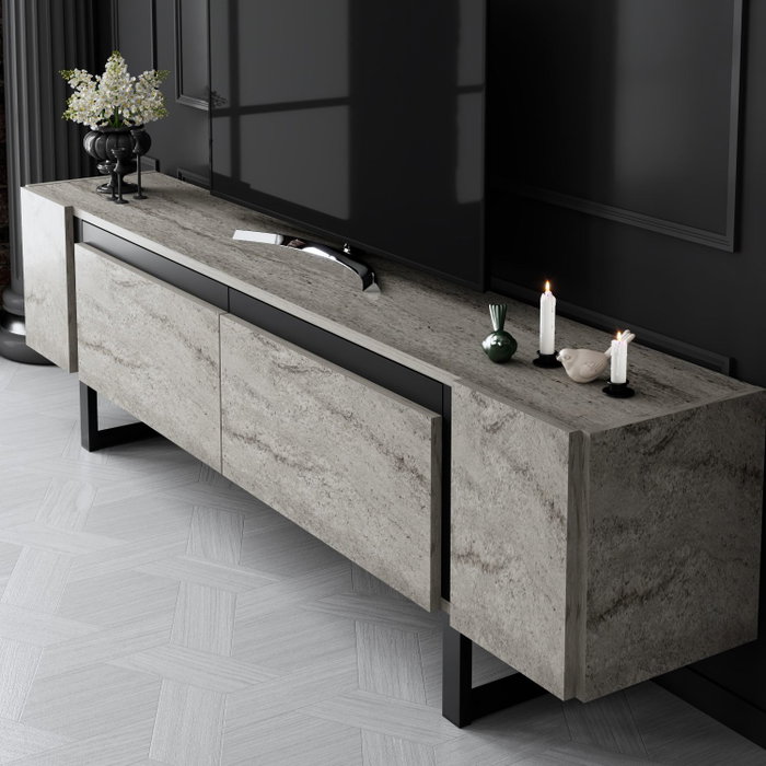 Hanah Home Mueble para TV Yildiz Travertino y Negro Hanah Home Mueble para TV Yildiz Travertino y Negro
